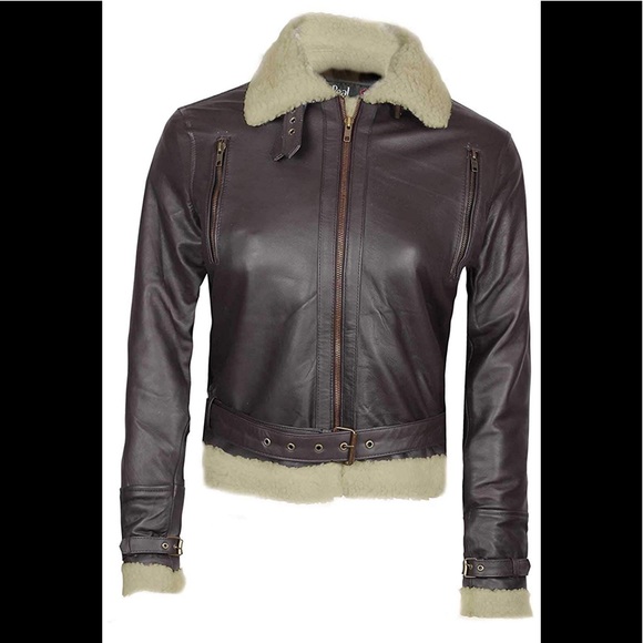 👻 Decrum real leather brown aviator jacket new - Picture 2 of 7